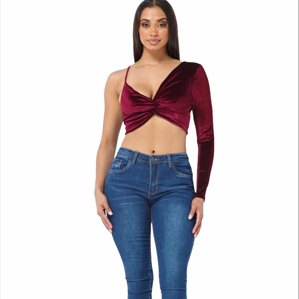 Velvet One Arm Halter Top